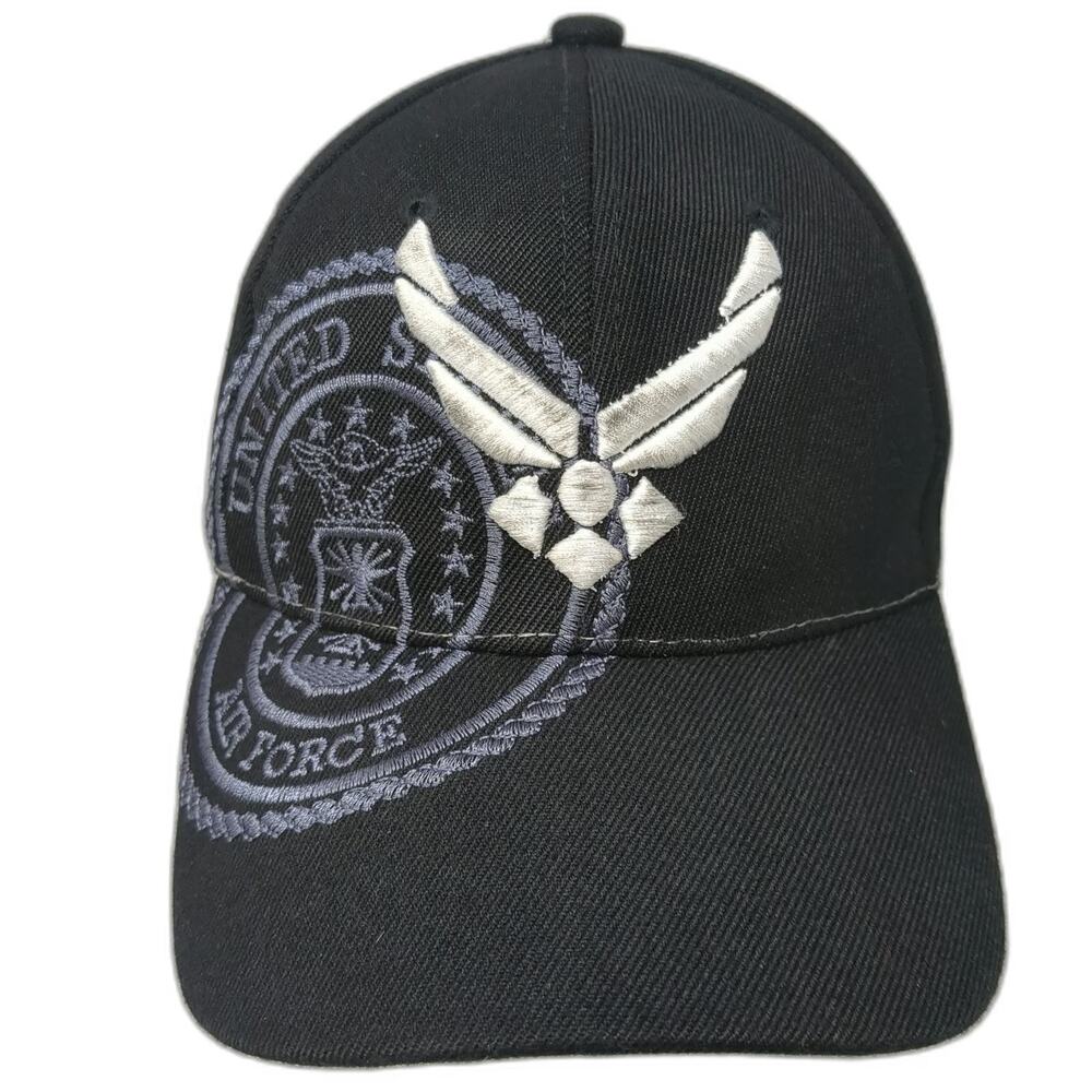 CTS US Air Force Baseball Cap Black OS Embroidered Wings Strapback Military Hat